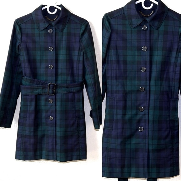J Crew Collection Tartan Plaid Jacket Trench Coat wool